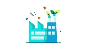 Eco-friendly industry icon - Sustainable industrial practices. Eco industry for sustainable production. 4k animated cartoon video footage on white background - Powered by Shutterstock - Get 15% off with code: PIKWIZARD15