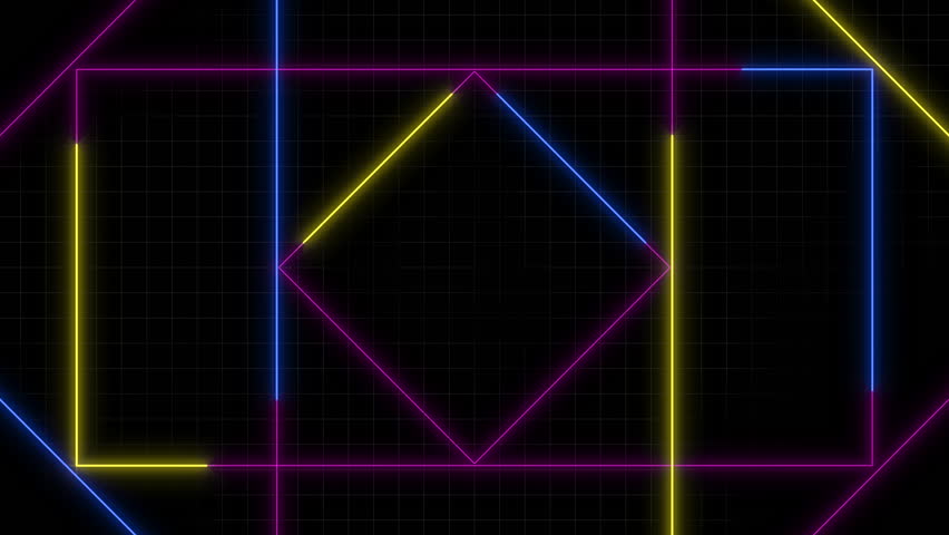 A symmetrical geometric pattern featuring triangles and squares in shades of purple, blue, and yellow creates a visually captivating image