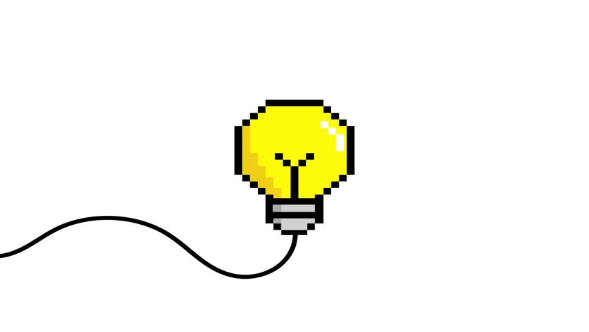 Light bulb pixel art. vector game 8 bit lamp icon logo. Idea icon, thinking