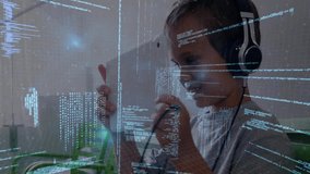 Boy holding tablet, coding and data processing animation over him. Technology, programming, education, learning, digital, child - Powered by Shutterstock - Get 15% off with code: PIKWIZARD15