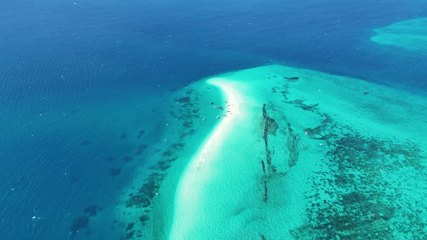 Aerial View Of Nakupenda Beach Sandbank In Indian Ocean, Zanzibar, Tanzania.