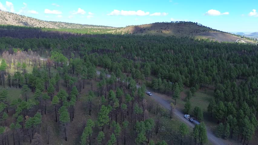 Aerial Views in Coconino National Forest Landscapes near Flagstaff Arizona, America, USA.