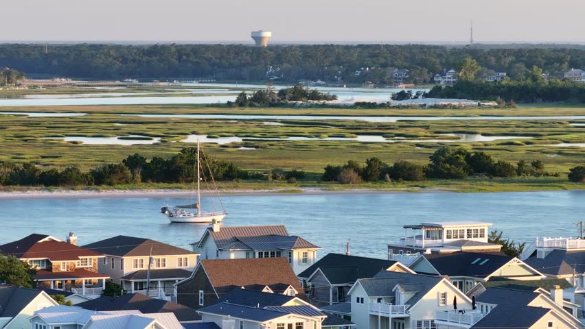 A sailboat at anchor in Wrightsville Beach, North Carolina.
