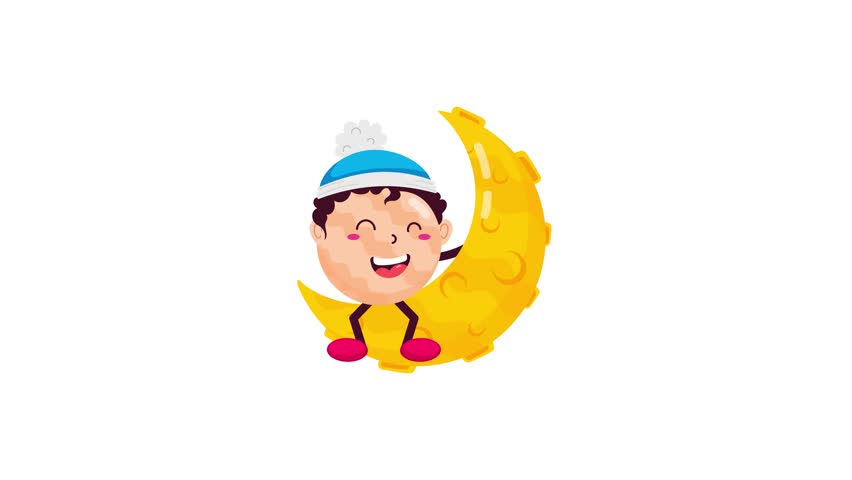 Collection of Flat Style Moon Stickers 

