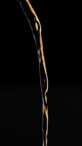 Coke Pours With Drops And Splashes, A Caffeinated Soda Drink