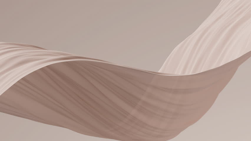 Abstract tenderness beige brown silk background luxury wave cloth satin pastel color fabric. Gold aqua liquid wave splash, wavy fluid texture. Fluttering material. 3D animation motion design wallpaper