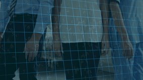 Fingerprint scanning animation over business people in office. Security, authentication, technology, identification, corporate, digital - Powered by Shutterstock - Get 15% off with code: PIKWIZARD15