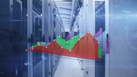 Data analytics graph animation over server racks in data center. Technology, servers, digital, information, network - Powered by Shutterstock - Get 15% off with code: PIKWIZARD15