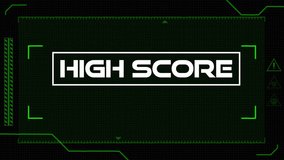 High score text animation over green digital interface background. Technology, gaming, high-tech, futuristic, cyber, design - Powered by Shutterstock - Get 15% off with code: PIKWIZARD15