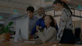 Animated financial data and stock market trends over diverse business team in office. teamwork, finance, technology, analysis - Powered by Shutterstock - Get 15% off with code: PIKWIZARD15