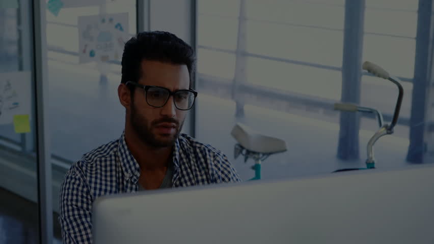 Financial data and stock market trends animation over stressed business person. Finance, analytics, investment - Powered by Shutterstock - Get 15% off with code: PIKWIZARD15