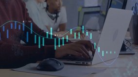 Financial data and stock market animation over diverse people working in office. Finance, business, teamwork, stocks, analysis, diversity - Powered by Shutterstock - Get 15% off with code: PIKWIZARD15