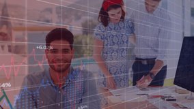 Animating financial data charts over diverse people socializing outdoors. Finance, analytics, data visualization, diversity, business - Powered by Shutterstock - Get 15% off with code: PIKWIZARD15