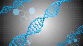 DNA strands and scientific data processing animation over hexagonal patterns. Biotechnology, genetics, data analysis, research, molecular, laboratory - Powered by Shutterstock - Get 15% off with code: PIKWIZARD15