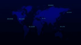 World map with numbers and dice rolling animation over blue grid background. Global, technology, digital - Powered by Shutterstock - Get 15% off with code: PIKWIZARD15