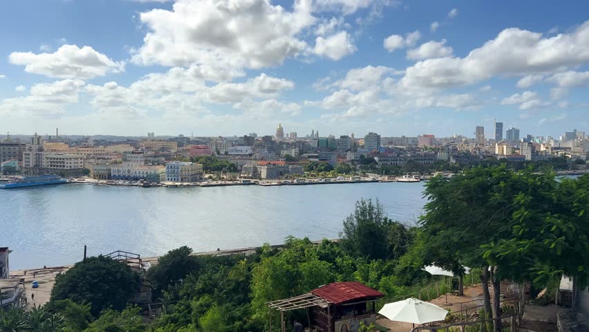 The famous building of the National Capitol. HAVANA - DECEMBER 20, 2023: The Old City of Havana with the Capitol in the distance. Wide view of El Capitolio from the observation deck