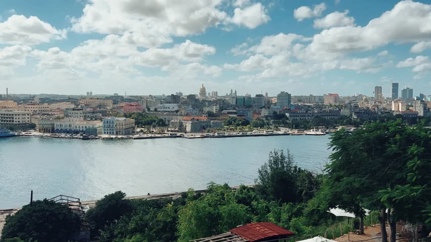 The famous building of the National Capitol. HAVANA - DECEMBER 20, 2023: The Old City of Havana with the Capitol in the distance. Wide view of El Capitolio from the observation deck