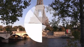 Pie chart animation over Eiffel Tower and Seine River in Paris. graphics, data - Powered by Shutterstock - Get 15% off with code: PIKWIZARD15