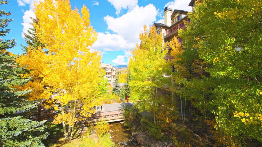 Beaver Creek ski resort Colorado town, parking garage in colorful autumn fall
