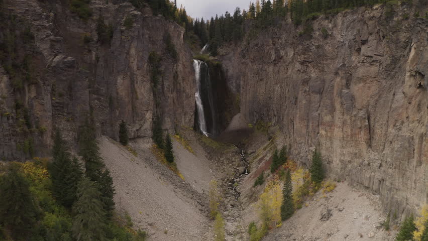 Cascade Crest With Clear Creek Falls During Autumn In Washington State, United States. Aerial Drone Shot