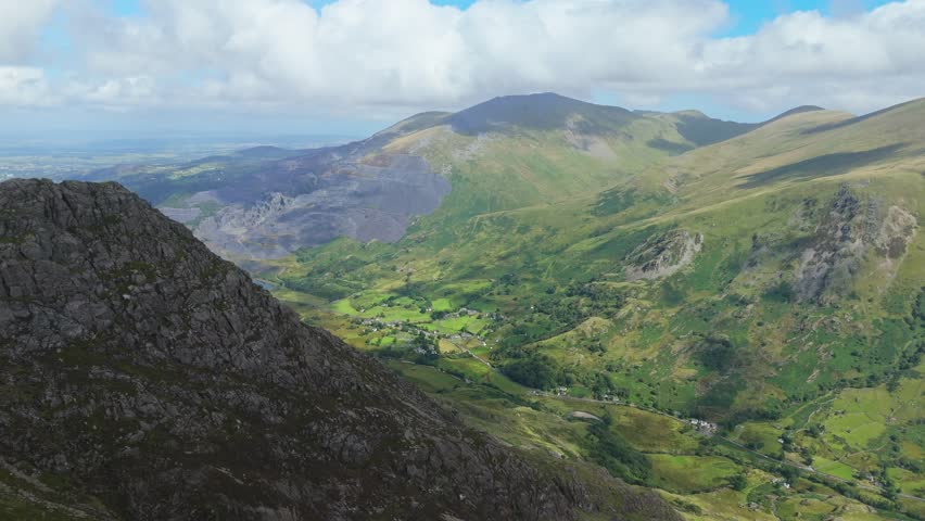 
Aerial Drone View of Snowdonia National Park, Wales. Bird eye views on the Mountains Landscape in the Snowdonia national park.
