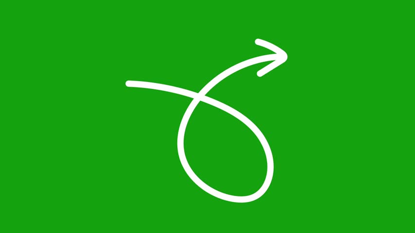Doodle arrows swipe animation on green screen background