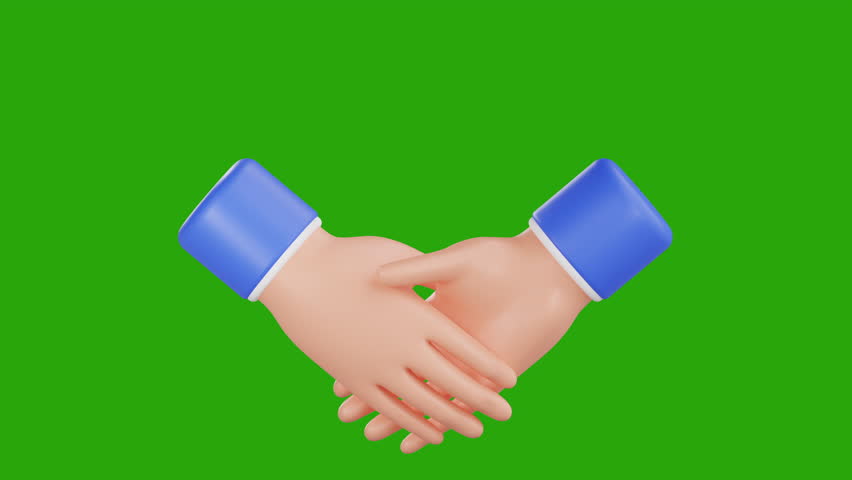 3d animation of business partnership 3d icon with green background, startup set