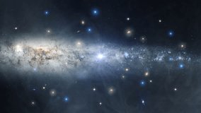 Galaxy Space flight exploration space rock scence  through outer space at NGC 4631 the Whale galaxy. 4K looping animation of flying through glowing nebulae, clouds and stars field. - Powered by Shutterstock - Get 15% off with code: PIKWIZARD15
