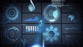 Digital data processing with graphs and charts over futuristic interface animation. Technology, analytics, innovation - Powered by Shutterstock - Get 15% off with code: PIKWIZARD15