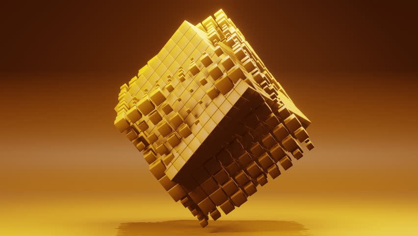Abstract Orange Cube Animate Background and Loop