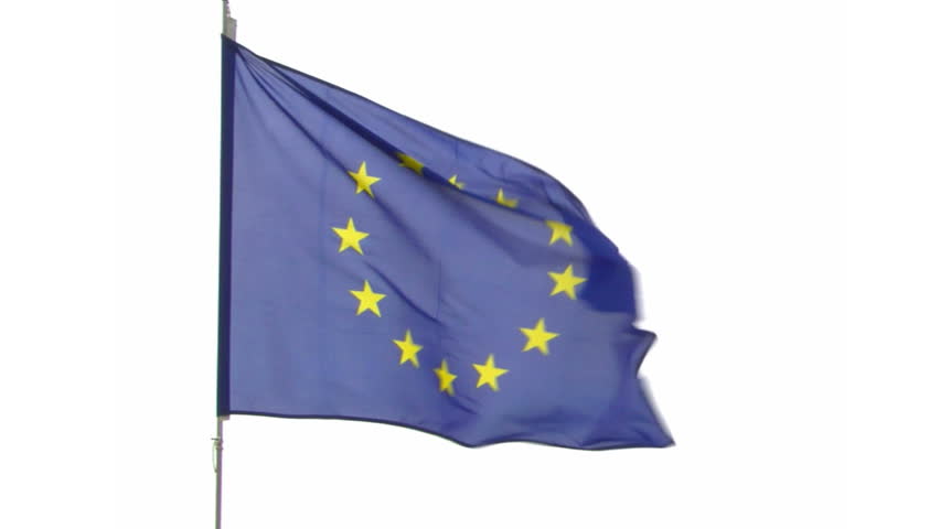 EU flag in slow motion on white background
