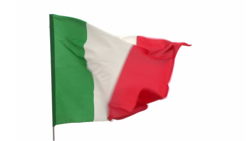 Italy flag in slow motion on white background