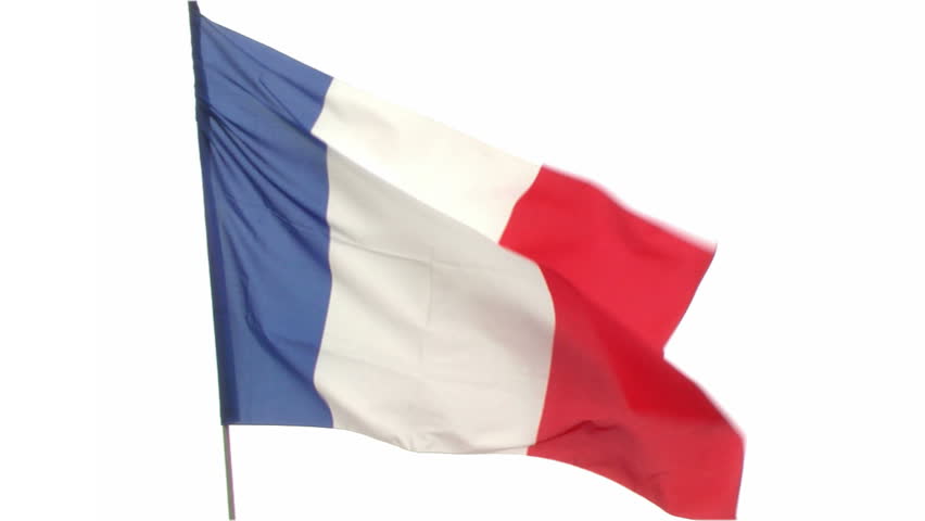 France flag in slow motion on white background