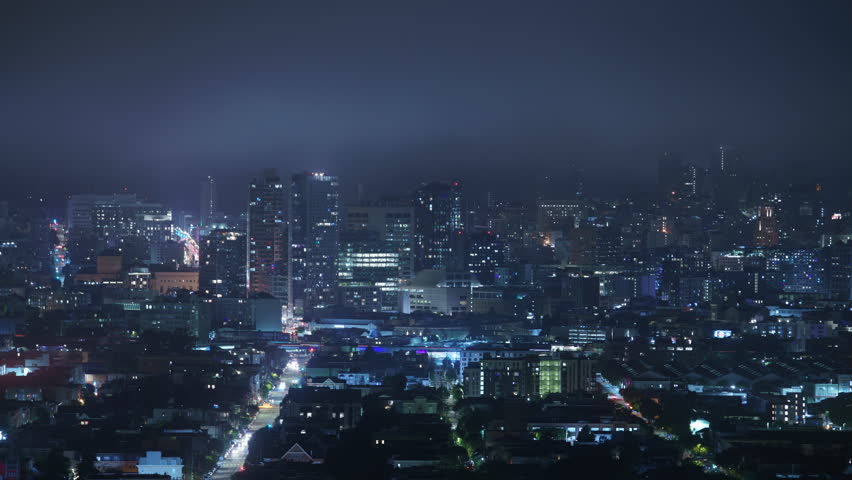 San Francisco Downtown Cityscape Telephoto Time Lapse at Night from Bernal Heights California USA