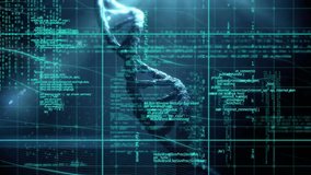 Processing scientific data, DNA strand and binary coding in animation. Science, technology, research, genetics, visualization - Powered by Shutterstock - Get 15% off with code: PIKWIZARD15