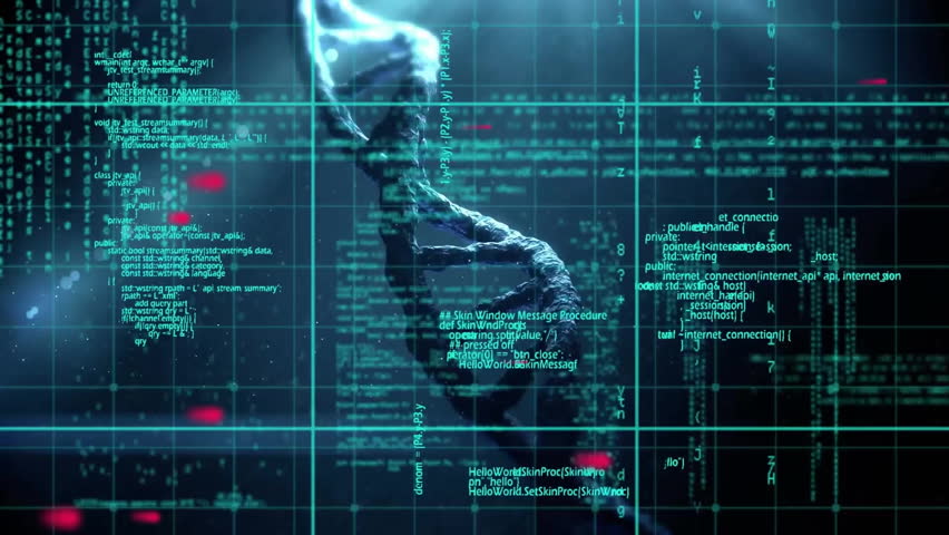DNA strand and binary coding, processing scientific data in animation. Genetics, biotechnology, analysis, science, technology, digital - Powered by Shutterstock - Get 15% off with code: PIKWIZARD15