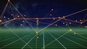 Data analysis animation with 3D graph, connected nodes and lines over grid background. Technology, analytics, network, visualization, connections, futuristic - Powered by Shutterstock - Get 15% off with code: PIKWIZARD15