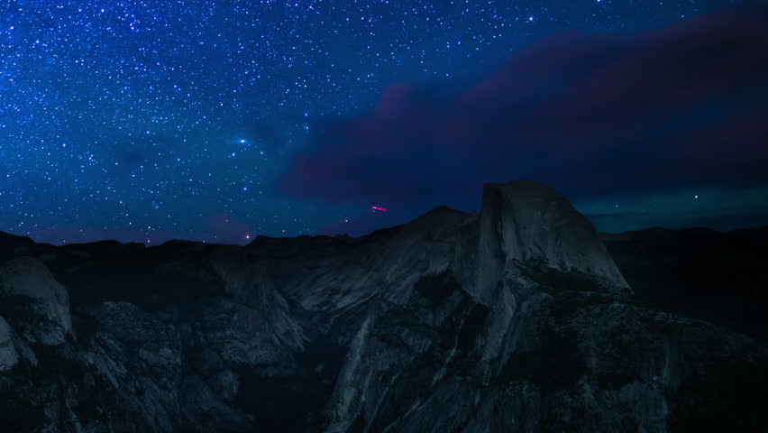 Yosemite National Park Milky Way Galaxy Above Half Dome from Glacier Point Sierra Nevada Mountains California USA
