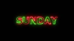 Abstract red, green neon light Sunday text animation video 4k. - Powered by Shutterstock - Get 15% off with code: PIKWIZARD15