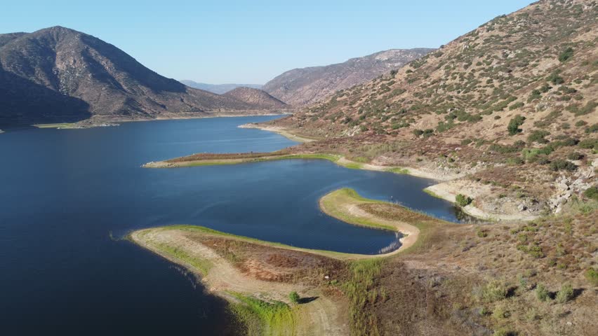 Scenic back country San Diego featuring El Capitan Reservoir in Lakeside California 30 miles northeast of downtown San Diego.