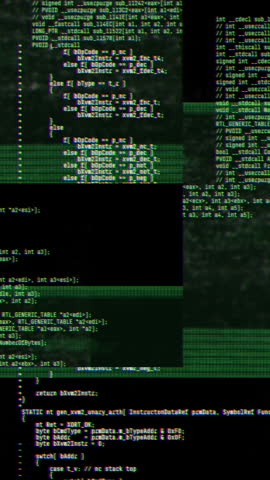 Abstract digital glitch effect with noise looped background for hacked mobile phone screen. Error signal loop. Virus code and software hack concept. Cyber security. Vertical video footage