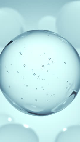 Cosmetics blue serum liquid bubbles 3d abstract background. Cosmetic moisturizer essence gel. Collagen fluid bubble molecule. Moisturizing cream or oil for personal health care and beauty skin concept