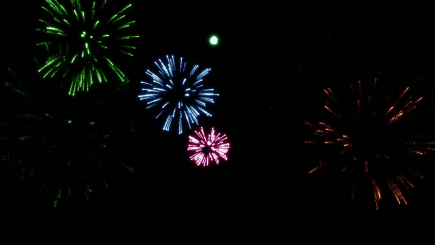Explosions of multi-colored festive fireworks in the dark sky. Abstract animation. - Powered by Shutterstock - Get 15% off with code: PIKWIZARD15