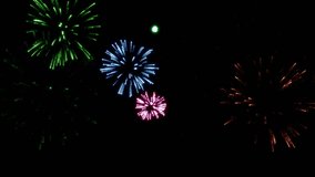 Explosions of multi-colored festive fireworks in the dark sky. Abstract animation. - Powered by Shutterstock - Get 15% off with code: PIKWIZARD15