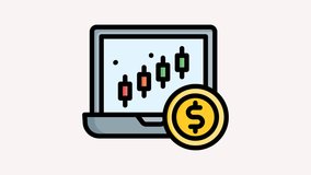 Animated laptop showing financial charts and dollar coin, perfect for business presentations, finance articles, investment blogs, and banking websites. - Powered by Shutterstock - Get 15% off with code: PIKWIZARD15