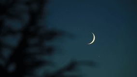 Crescent Moon, stars, planets and landscape scenery silhouettes. - Powered by Shutterstock - Get 15% off with code: PIKWIZARD15