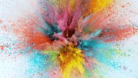 Super Slow Motion Shot of Color Powder Explosion Isolated on White Background . Filmed on High Speed Cinematic Camera at 1000 fps . - Powered by Shutterstock - Get 15% off with code: PIKWIZARD15
