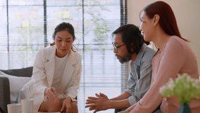 casual meeting business insurance presentation contract Businesswoman leading business presentation Giving them financial peace of mind couple discuss fanace plan with their consultant at  living room - Powered by Shutterstock - Get 15% off with code: PIKWIZARD15