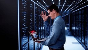 Server Room In Data Center. Cloud Computer Engineer Configuring AI Technology - Powered by Shutterstock - Get 15% off with code: PIKWIZARD15