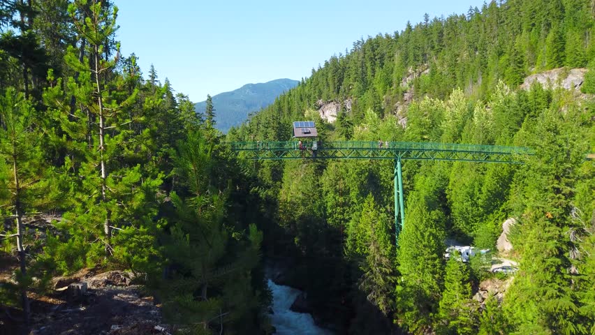Mountain river. Whistler Bungee Bridge, Sea to Sky Highway, British Columbia, Canada.